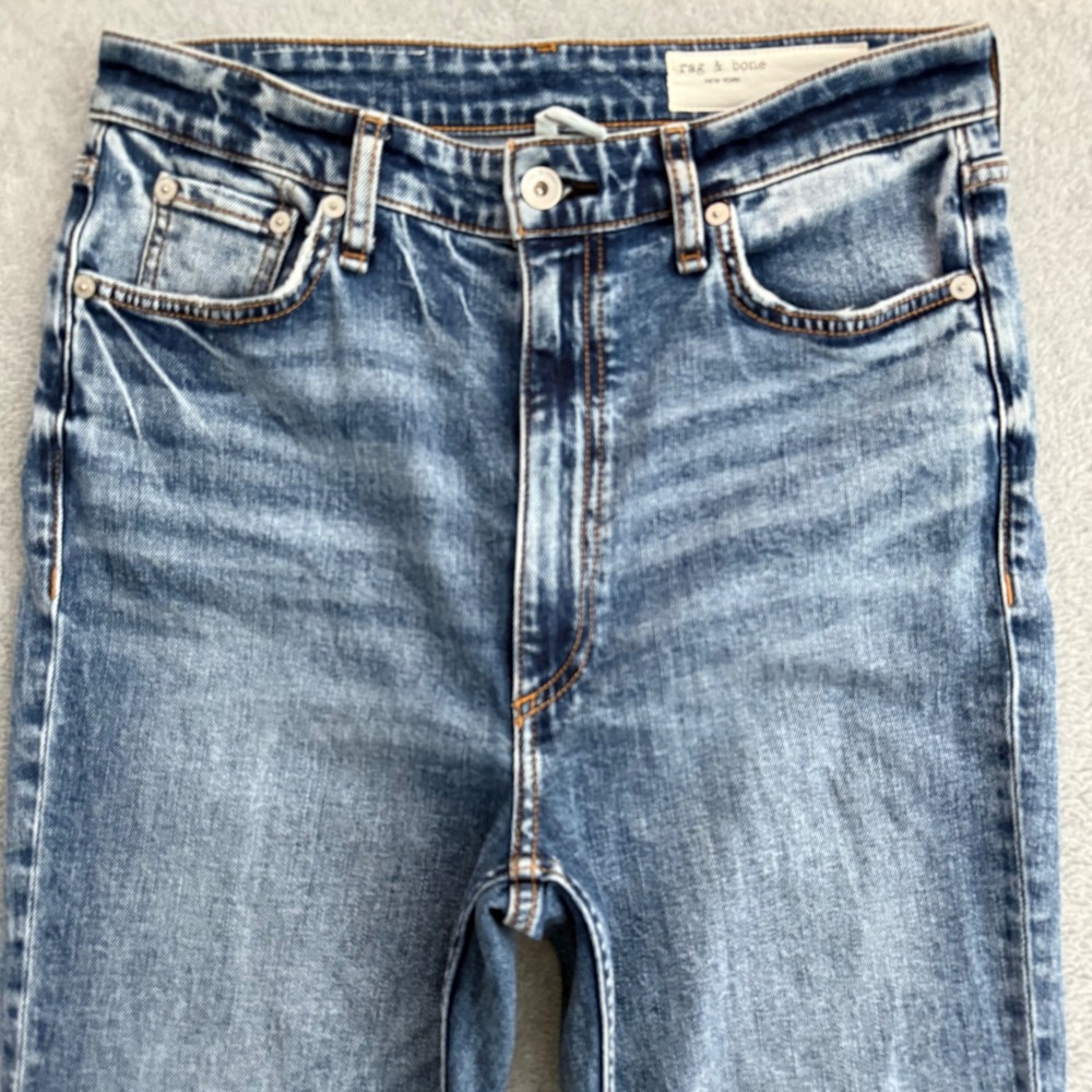 Rag & Bone Casey High Rise Flare Jeans Norwalk Blue Stretch Denim Womens 28x34 - Picture 4 of 13